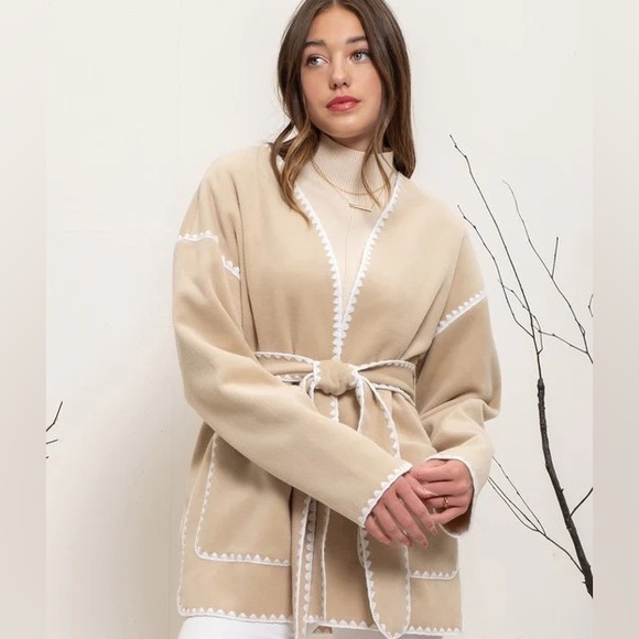 Vici Jackets & Blazers - Vici Scallop Whipstitch Belted Jacket